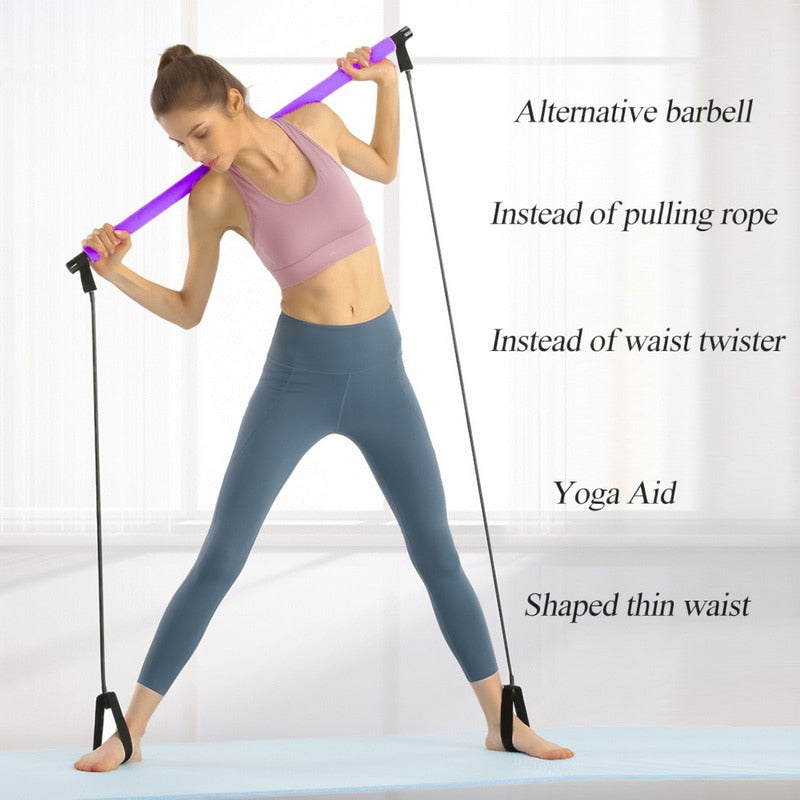 Portable and Elastic Pilates Exercise Stick